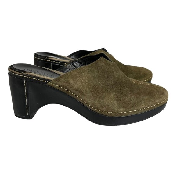 Cole Haan Womens Mules Clogs Leather Suede Khaki Slip On Size 8.5 B - Picture 1 of 13